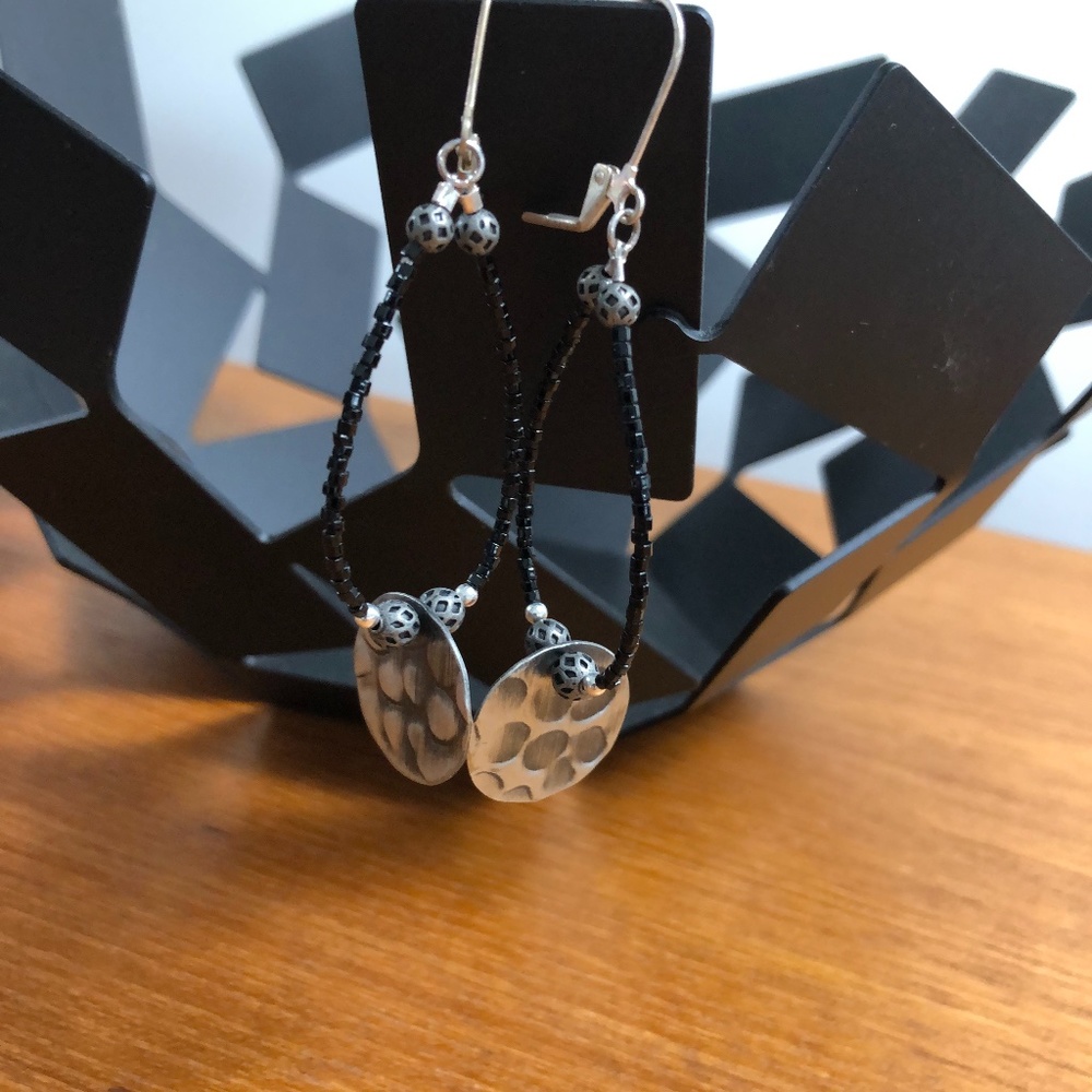 Silver & Black Earrings